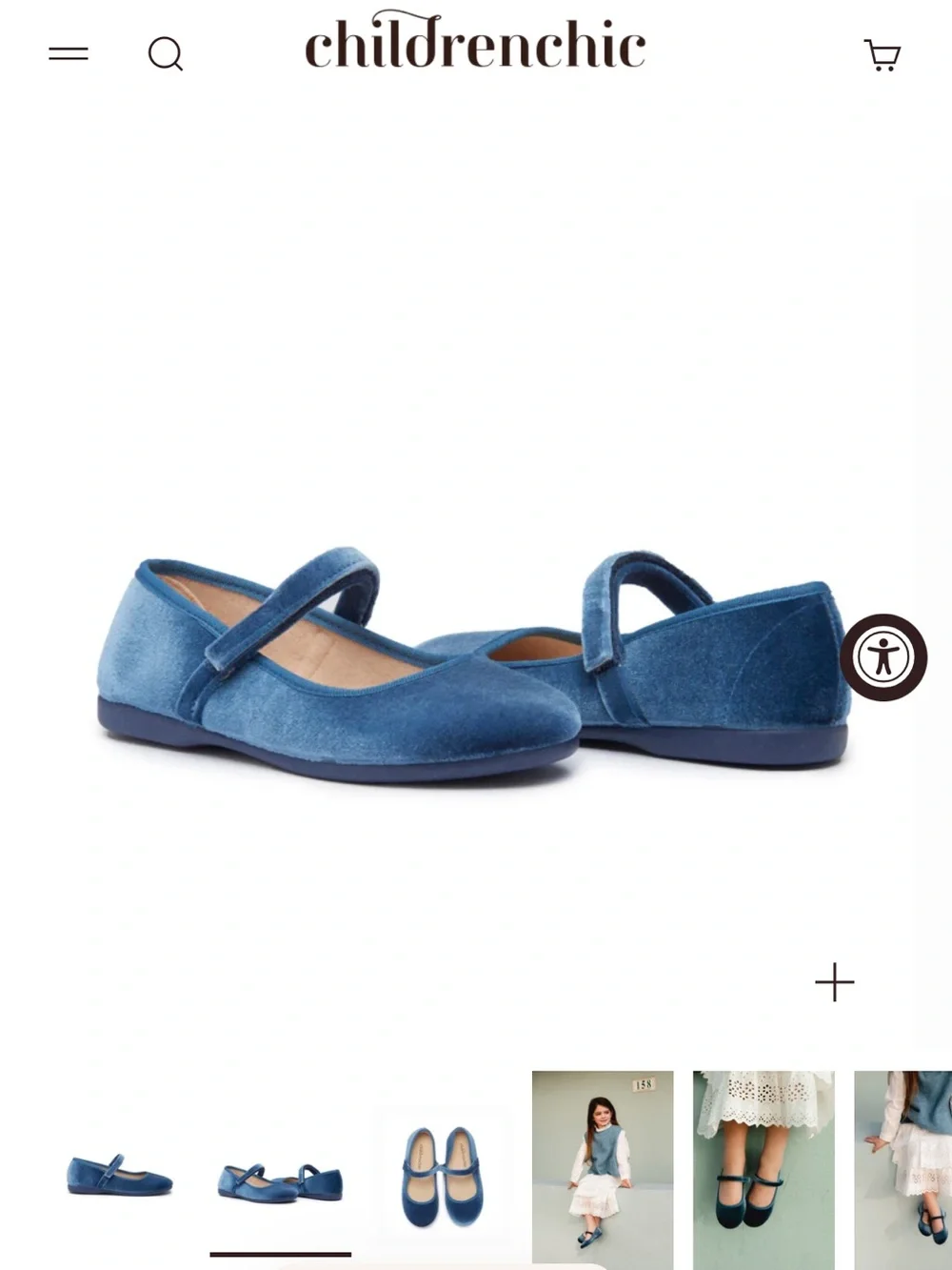 Children Chic Blue Velvet Mary Jane Shoes
